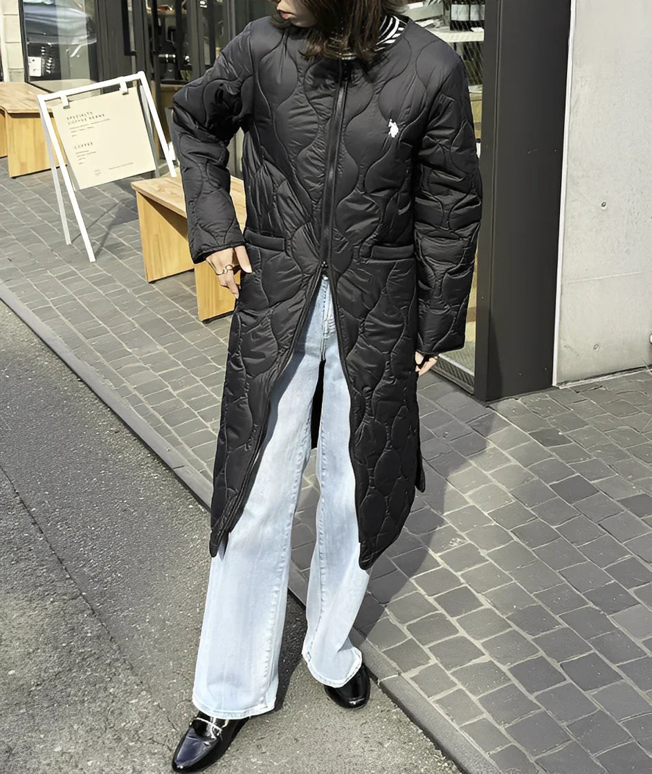 日本直送U.S. POLO ASSN.  Nylon Quilted Long Coat - HLY &amp; CHOCCICO