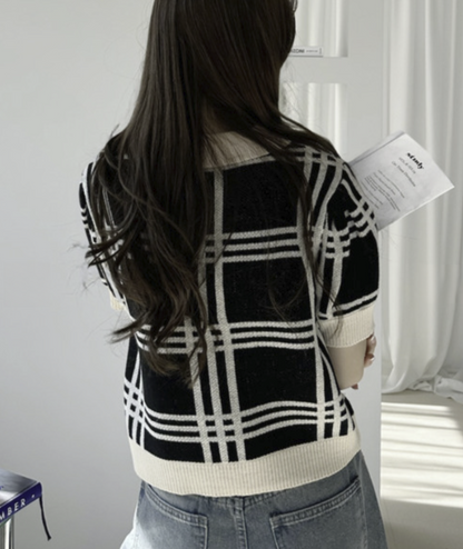 日本直送U.S. POLO ASSN 別注Check Short Length Knit Top （新款預售4月中發貨） - HLY &amp; CHOCCICO