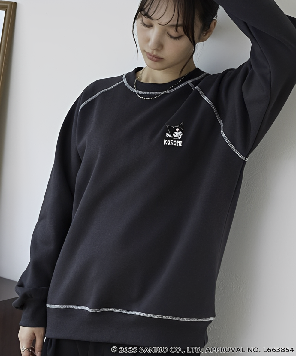 日本直送Sanrio embroidery assorted print oversized crew neck sweatshirt