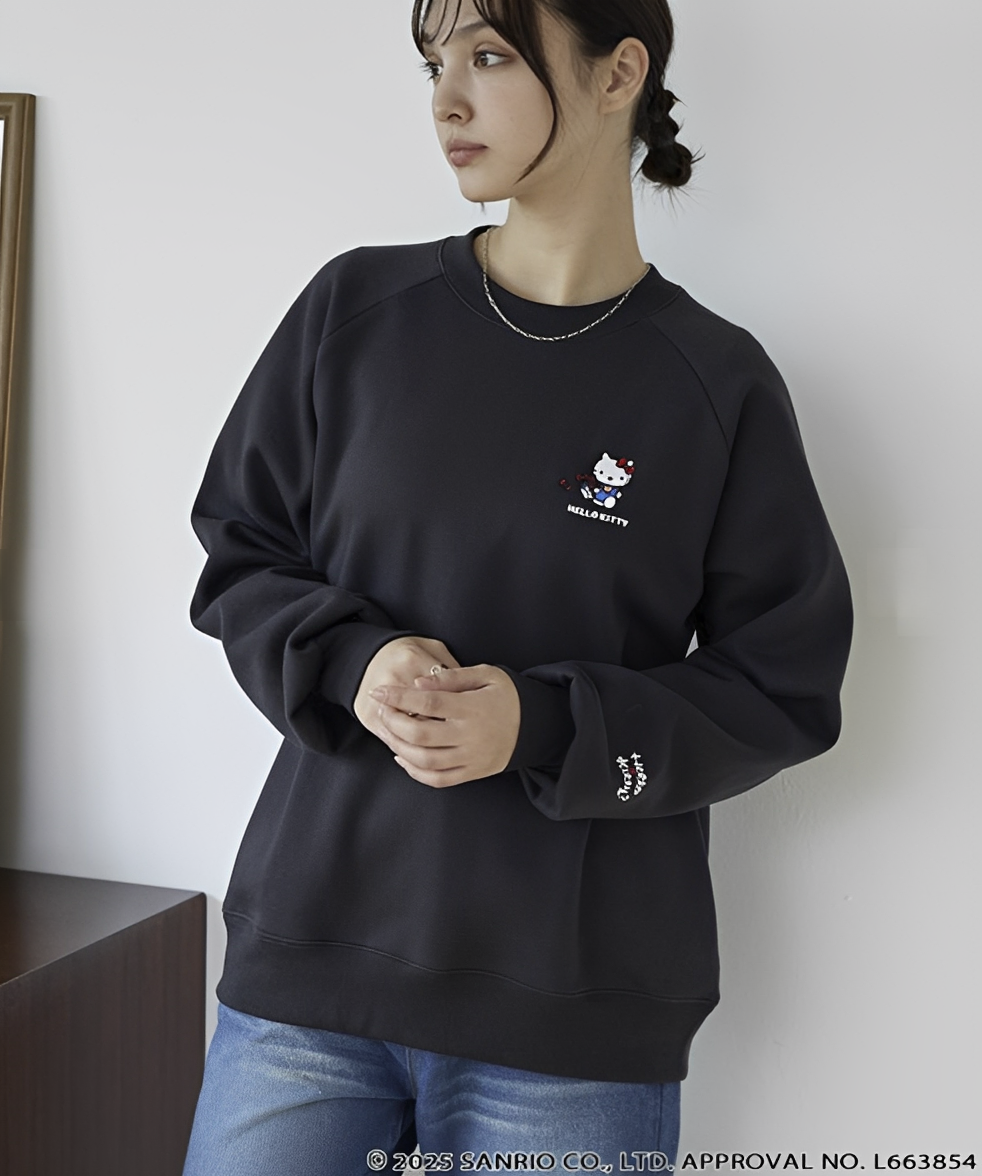 日本直送Sanrio embroidery assorted print oversized crew neck sweatshirt