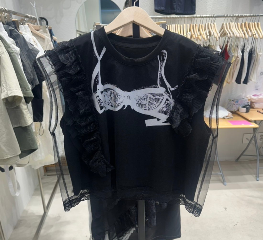 韓國直送Lace Illusion Tee