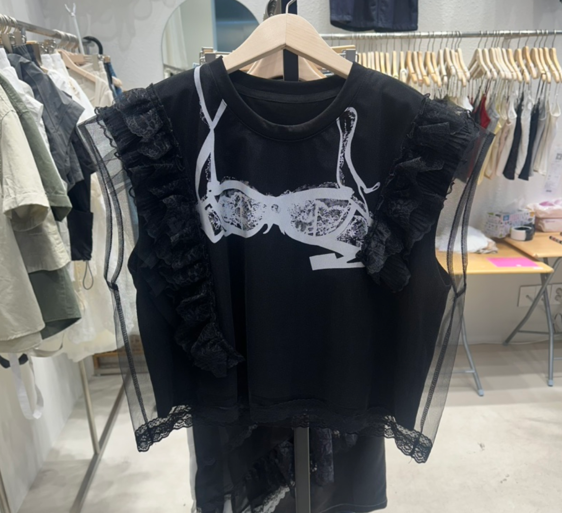 韓國直送Lace Illusion Tee
