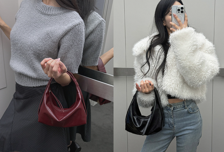 韓國直送Glossy Tote Soft Leather 2-way Bag