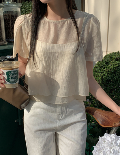 韓國直送Chiffon Layered Mist Top