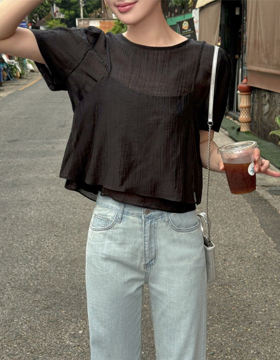 韓國直送Chiffon Layered Mist Top