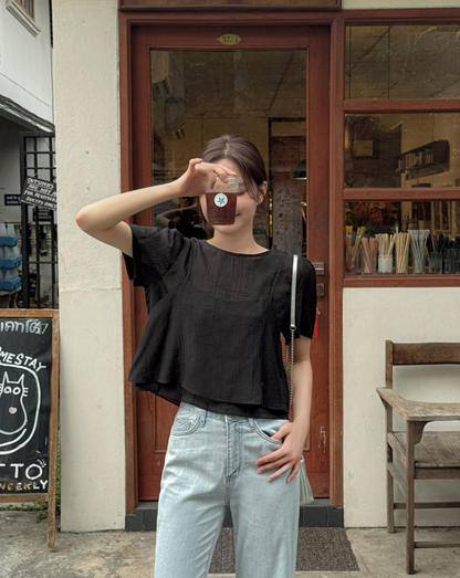 韓國直送Chiffon Layered Mist Top