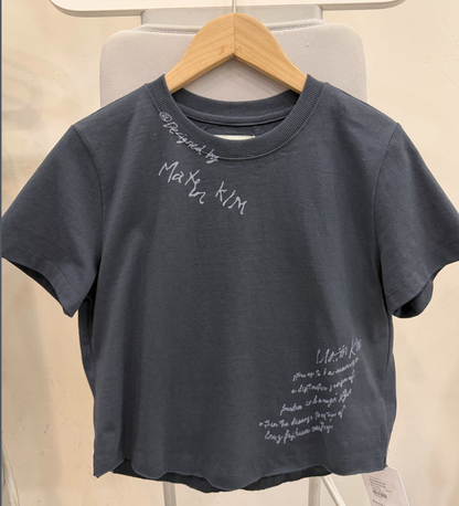 Matin Kim Graffiti Round Hem Crop Tee
