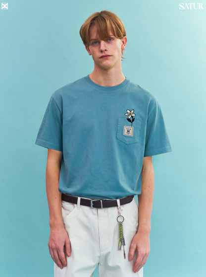 Korea Satur Flower Pocket Tee