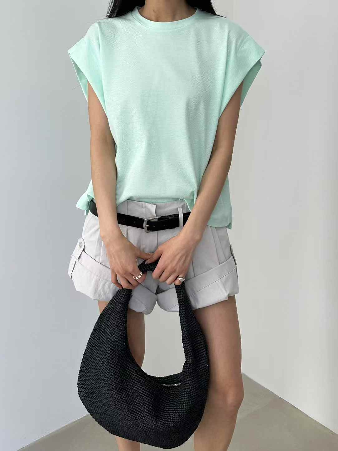 韓國直送Padded-Look Boxy Muscle Tee