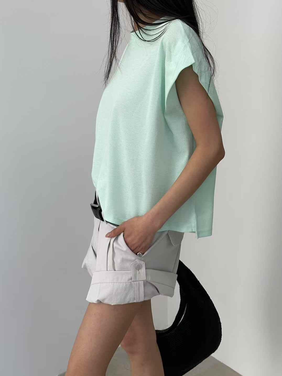 韓國直送Padded-Look Boxy Muscle Tee