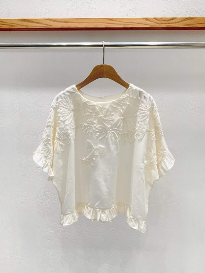 韓國直送Flora Ruffle Organza Blouse Top
