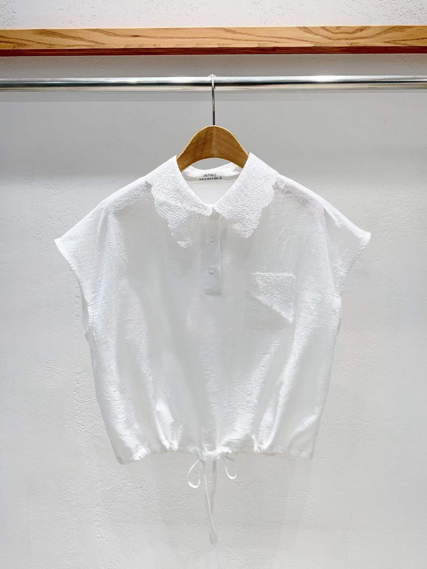 韓國直送French Vintage Cap-Sleeve Polo