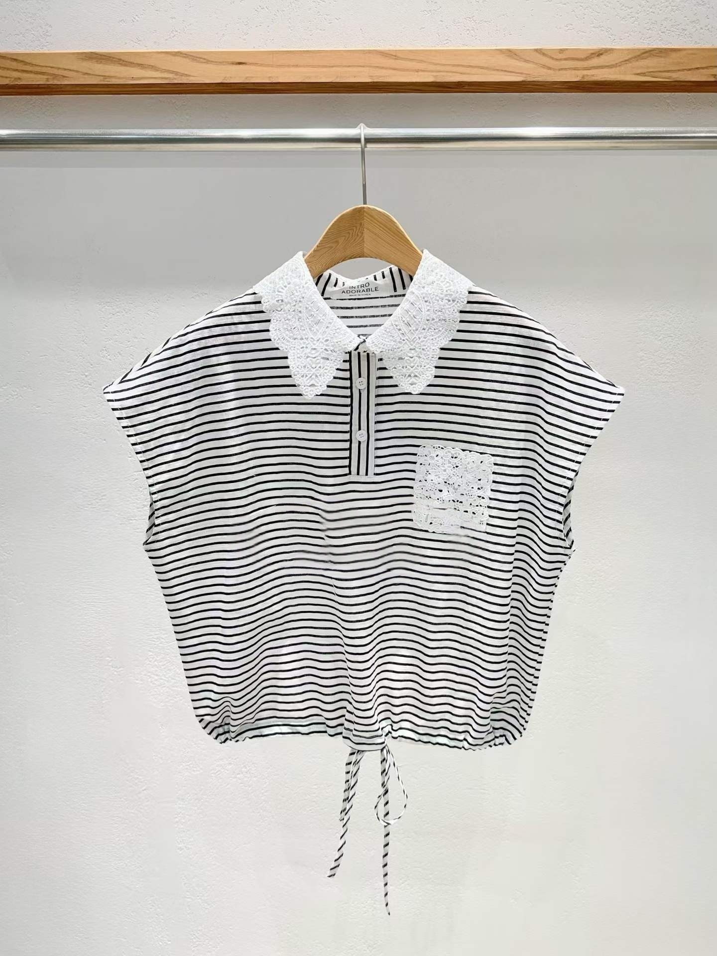 韓國直送French Vintage Cap-Sleeve Polo