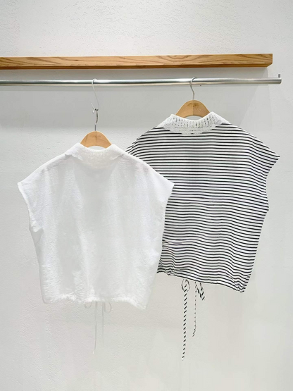 韓國直送French Vintage Cap-Sleeve Polo