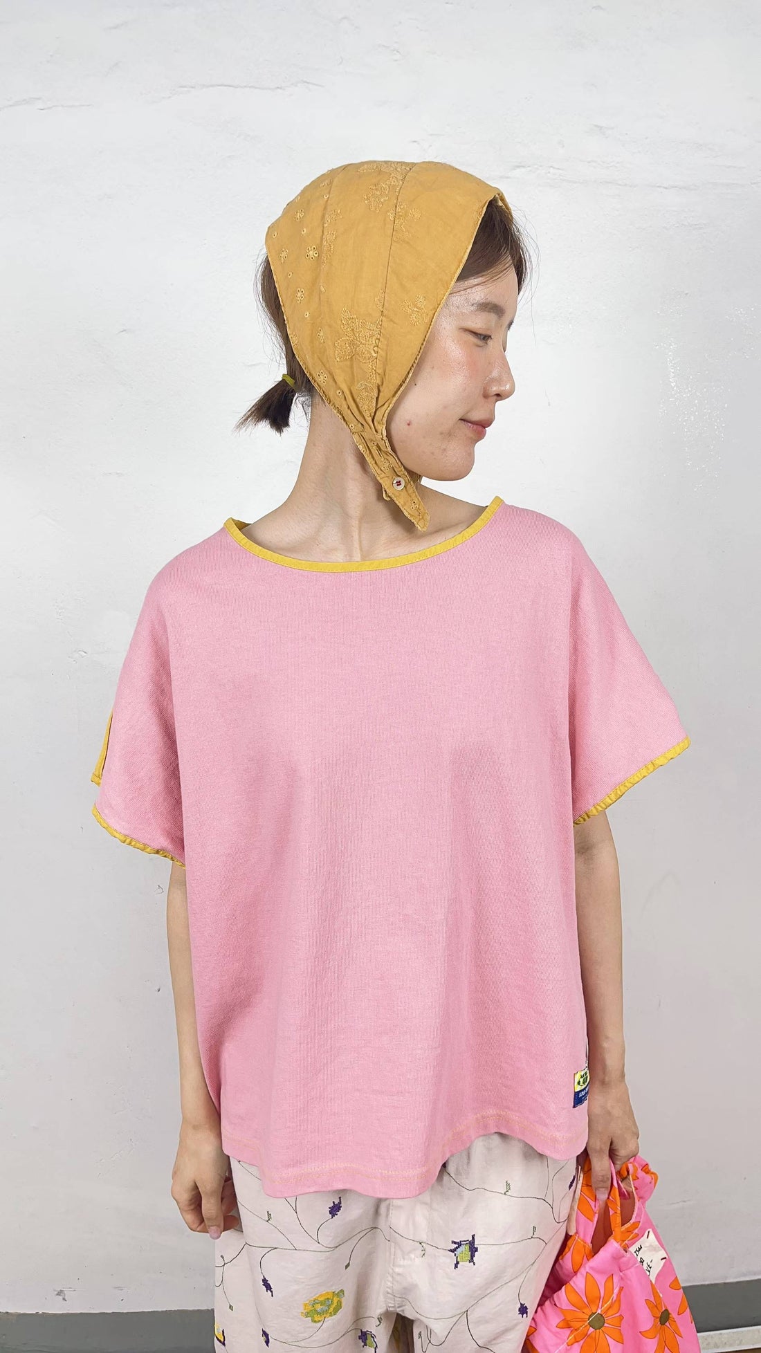 韓國直送Contrast Piping Boxy Tee