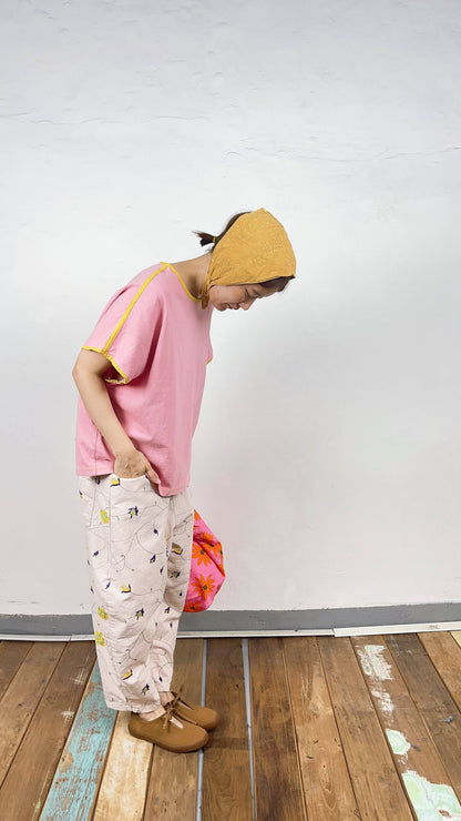 Korean Direct Delivery Contrast Piping Boxy Tee