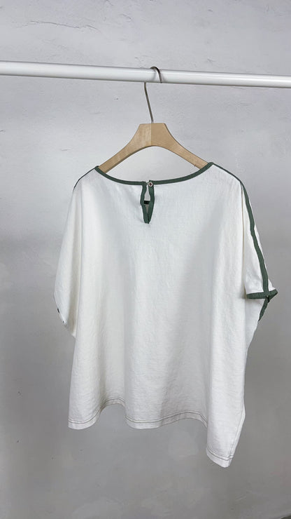 Korean Direct Delivery Contrast Piping Boxy Tee