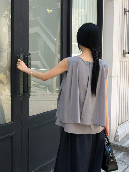 韓國直送Minimalist Layered Sleeveless Top / Skirt