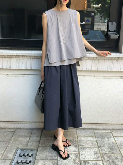 韓國直送Minimalist Layered Sleeveless Top / Skirt