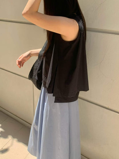 韓國直送Minimalist Layered Sleeveless Top / Skirt