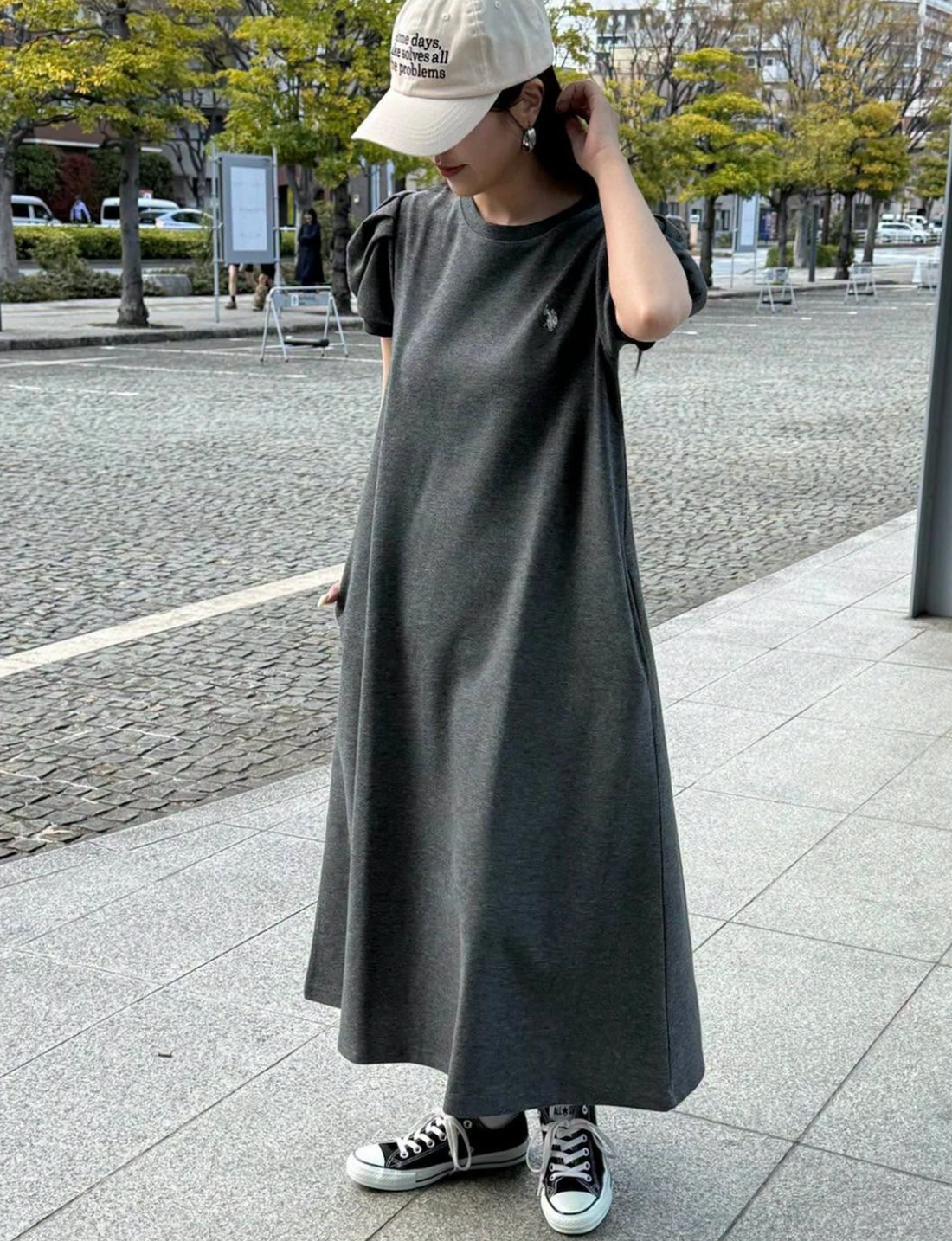 日本直送US POLO ASSN Balloon Sleeve Natural Flare Dress
