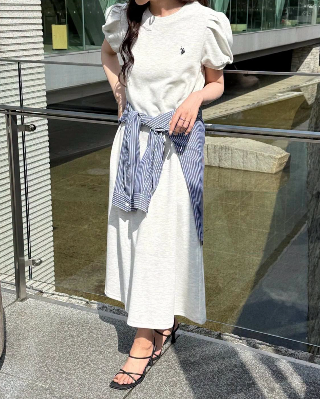 日本直送US POLO ASSN Balloon Sleeve Natural Flare Dress