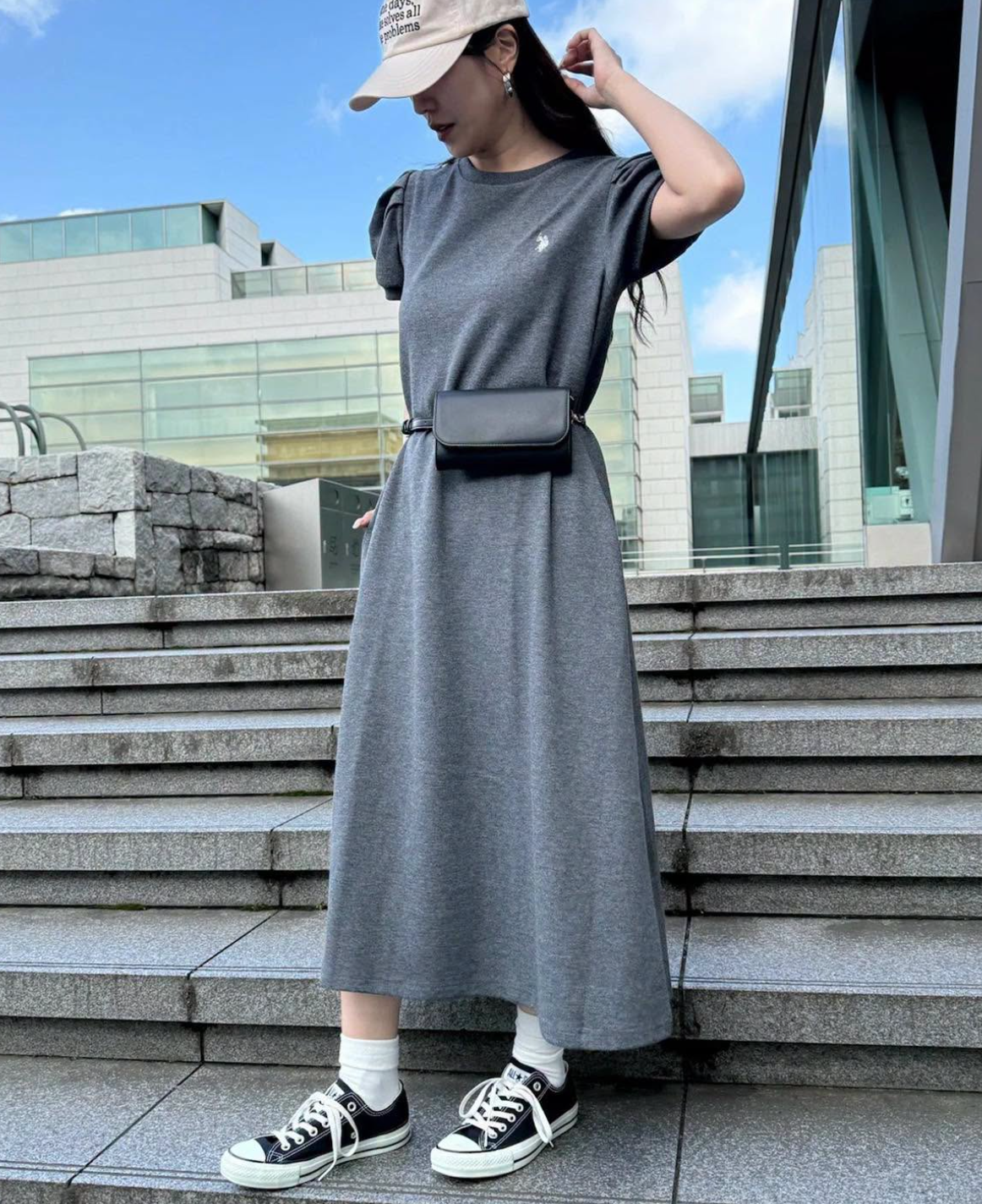 Direct from Japan US POLO ASSN Balloon Sleeve Natural Flare Dress