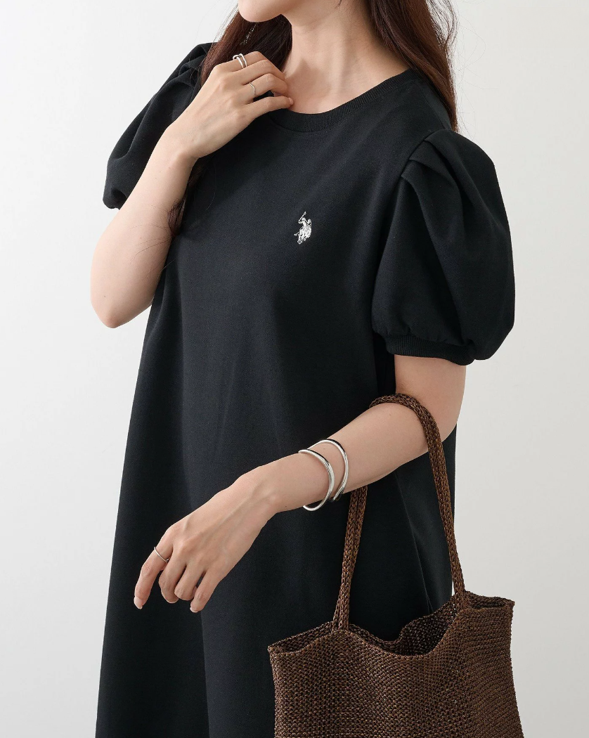 Direct from Japan US POLO ASSN Balloon Sleeve Natural Flare Dress