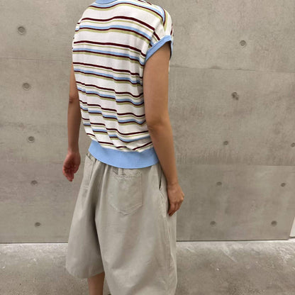 Korean direct delivery Retro Breeze Striped Polo Knit