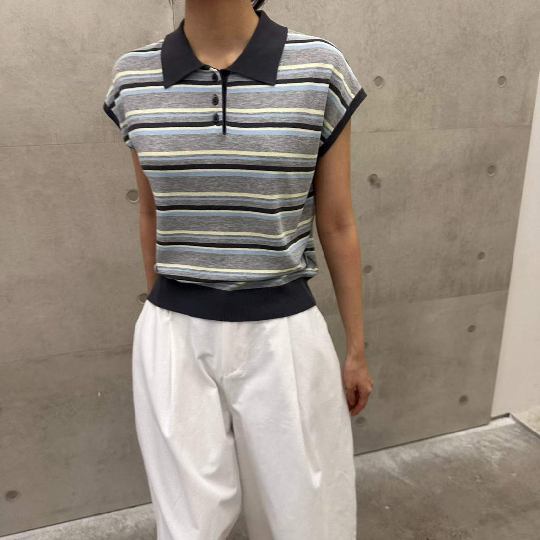 韓國直送Retro Breeze Striped Polo Knit
