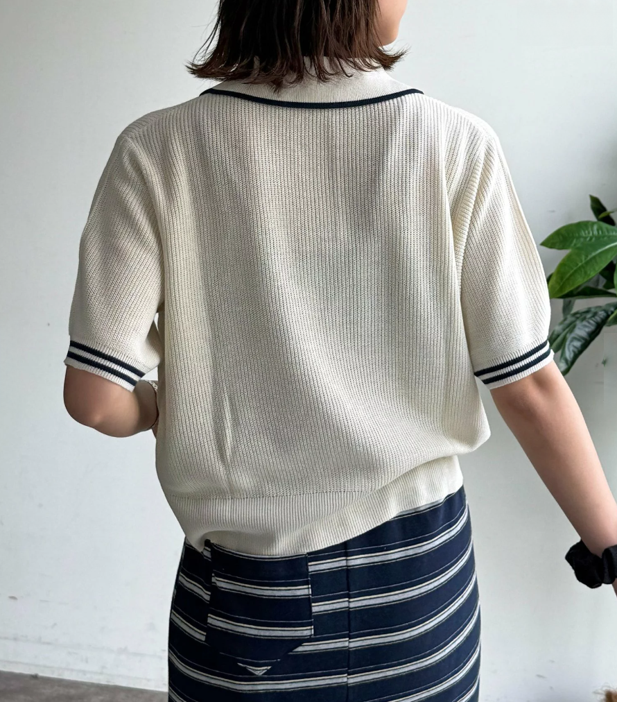 Direct from Japan US Polo Collared Zip Short-Sleeve Cardigan