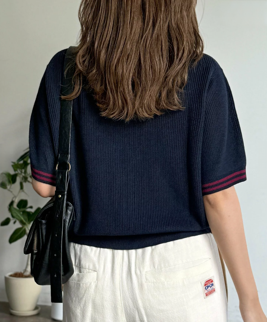 Direct from Japan US Polo Collared Zip Short-Sleeve Cardigan
