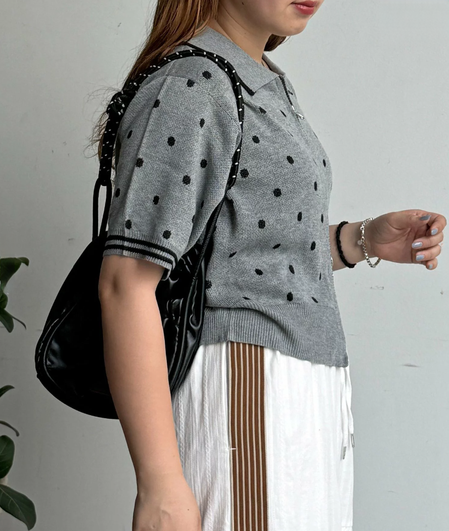 Direct from Japan US Polo Collared Zip Short-Sleeve Cardigan