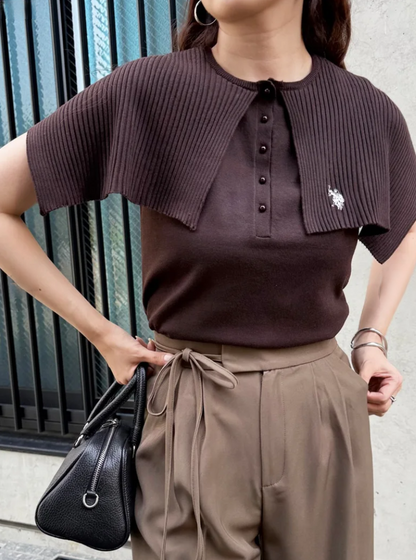 🌟While stocks last🌟Direct from Japan US POLO ASSN Layered Big Collar Knit ❤️‍🔥Order deadline July 8th 22:30 ❤️‍🔥