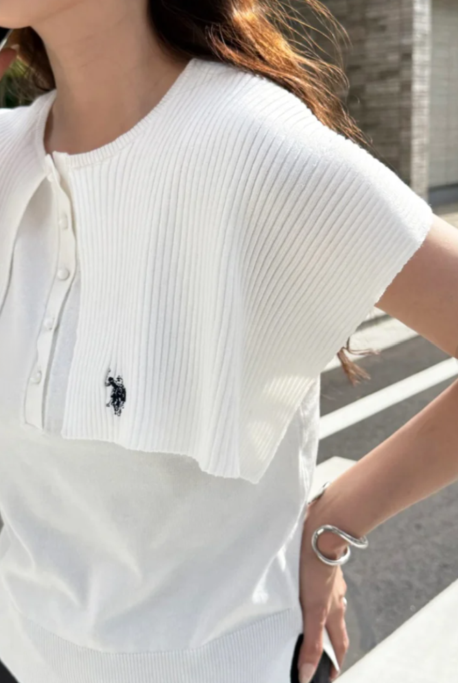 🌟While stocks last🌟Direct from Japan US POLO ASSN Layered Big Collar Knit ❤️‍🔥Order deadline July 8th 22:30 ❤️‍🔥