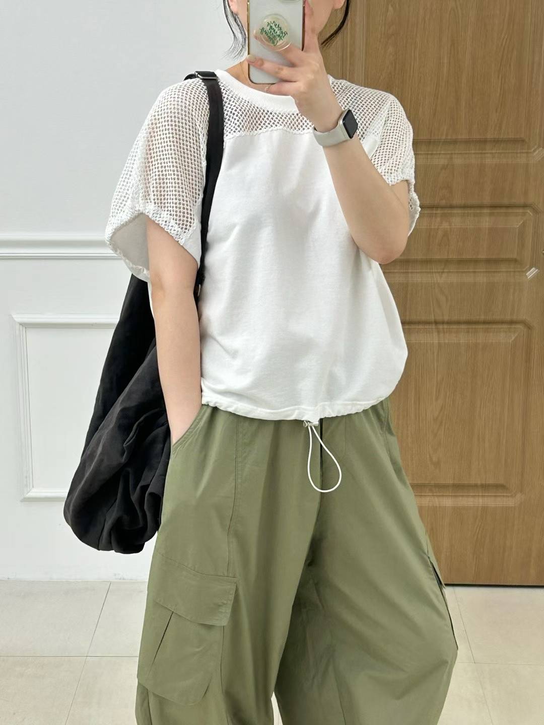 韓國直送Mesh Stitching Drawstring Tee / Pants