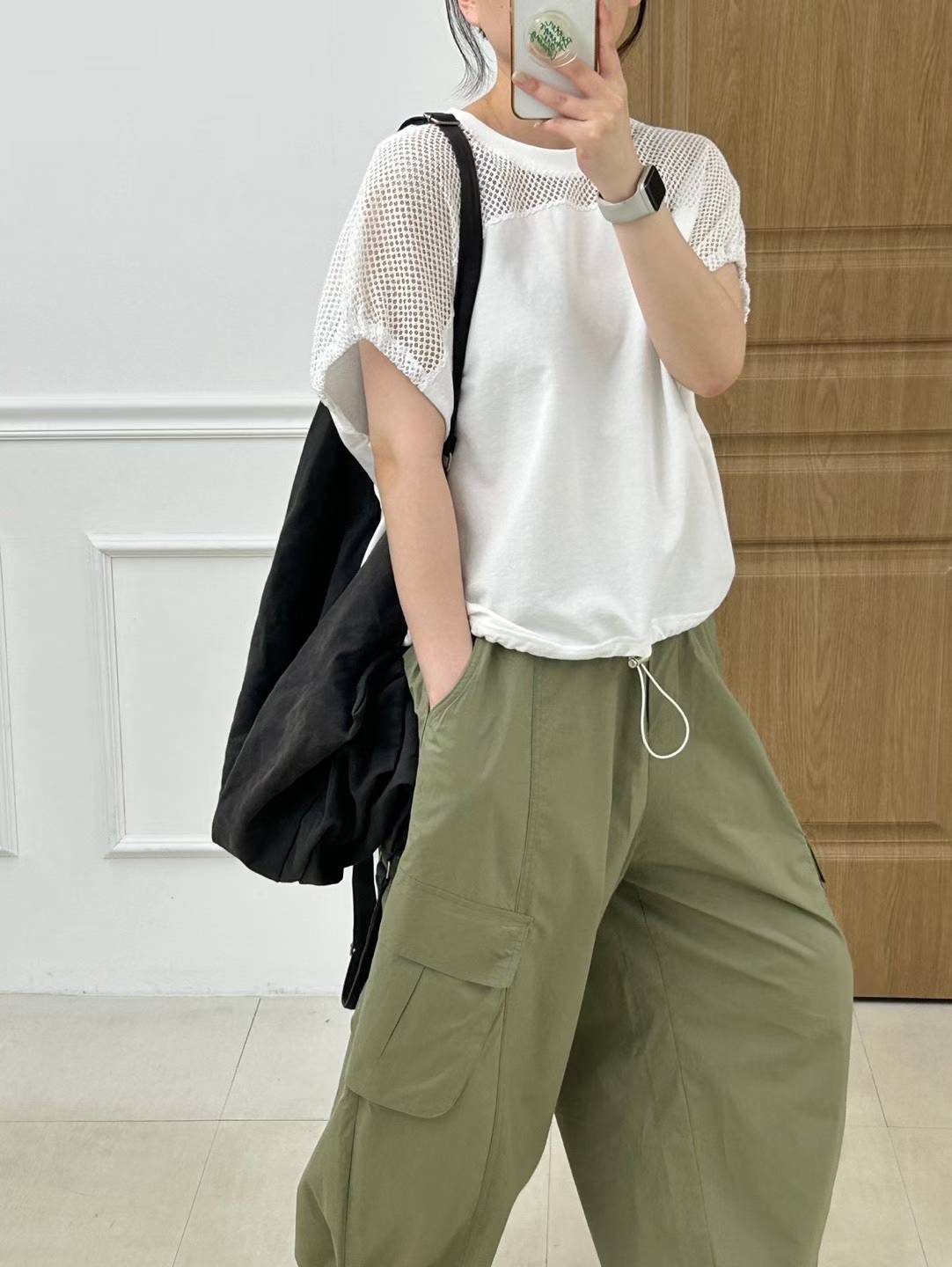 韓國直送Mesh Stitching Drawstring Tee / Pants