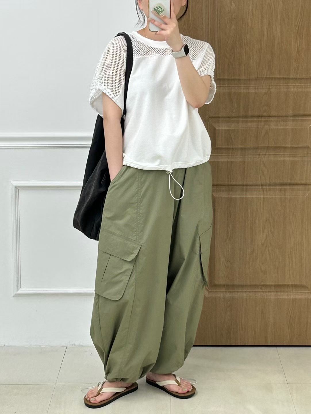 韓國直送Mesh Stitching Drawstring Tee / Pants