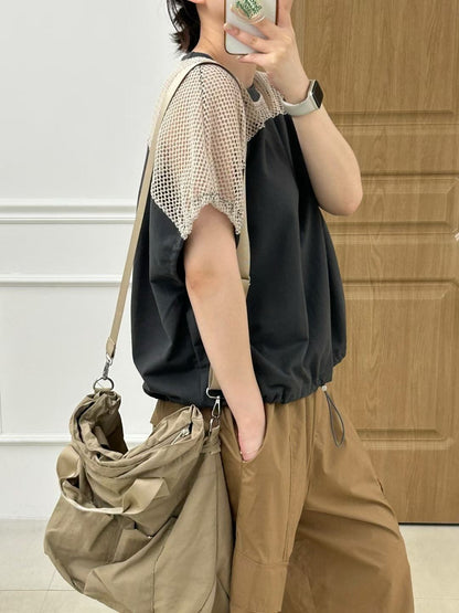 韓國直送Mesh Stitching Drawstring Tee / Pants