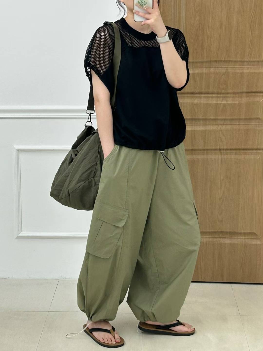 韓國直送Mesh Stitching Drawstring Tee / Pants