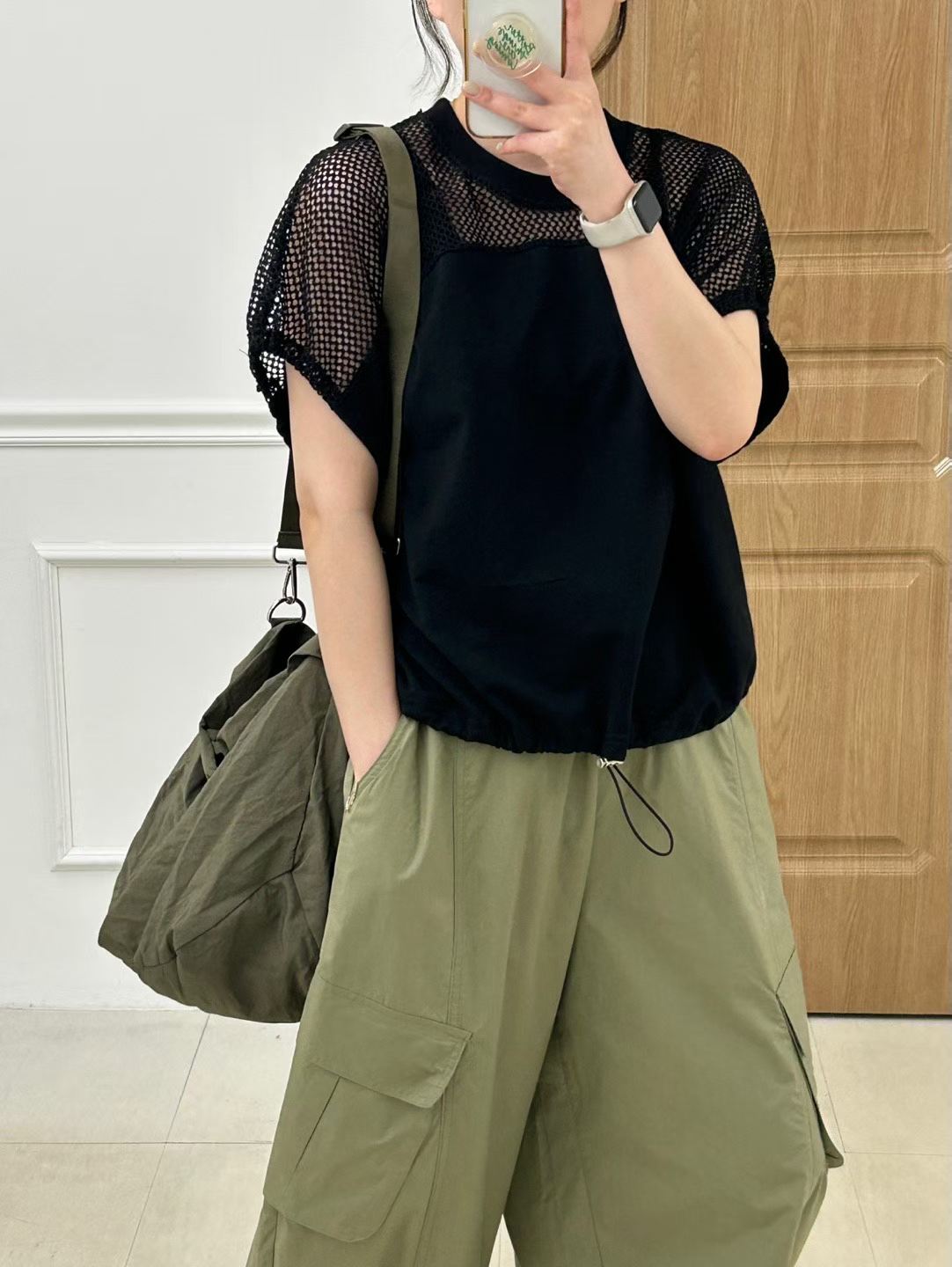 韓國直送Mesh Stitching Drawstring Tee / Pants