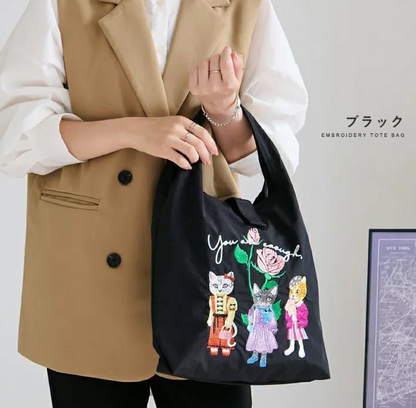 Direct from Japan Cat Embroidery Tote Bag