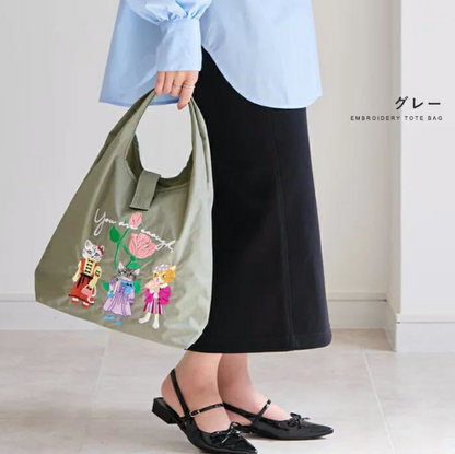Direct from Japan Cat Embroidery Tote Bag
