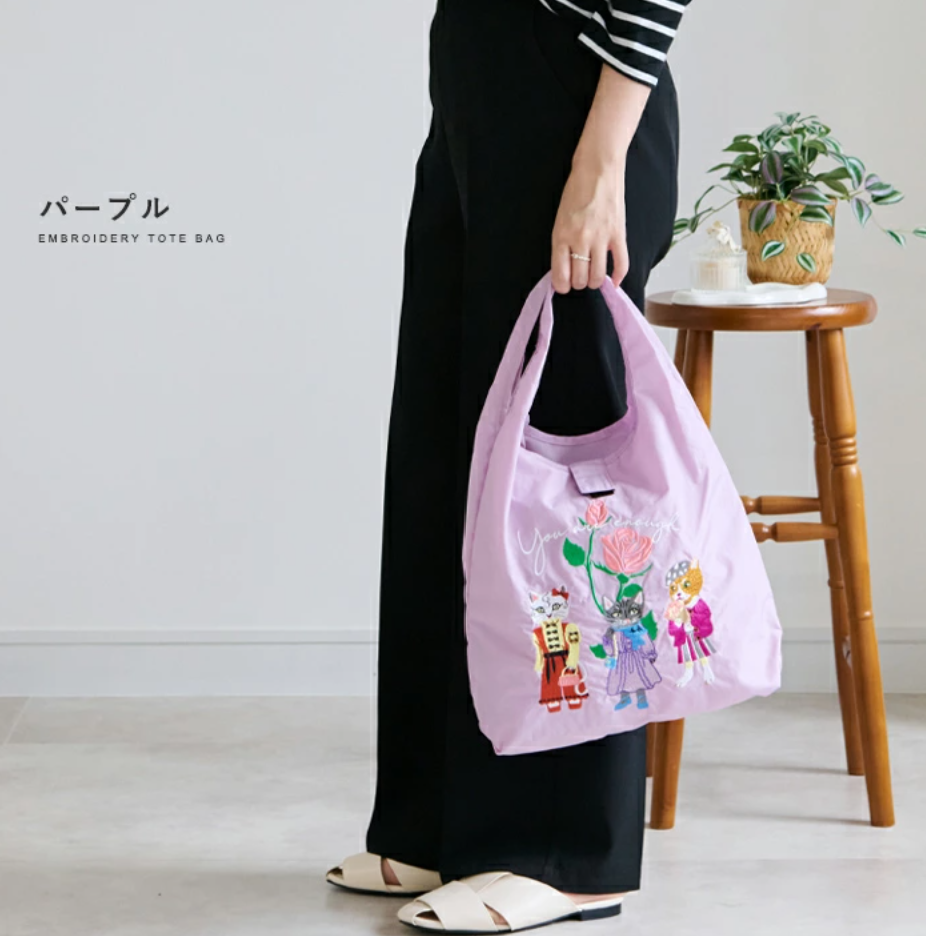Direct from Japan Cat Embroidery Tote Bag