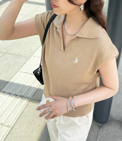 日本直送US Polo Assn Embroidery 2WAY Color Knit Tops