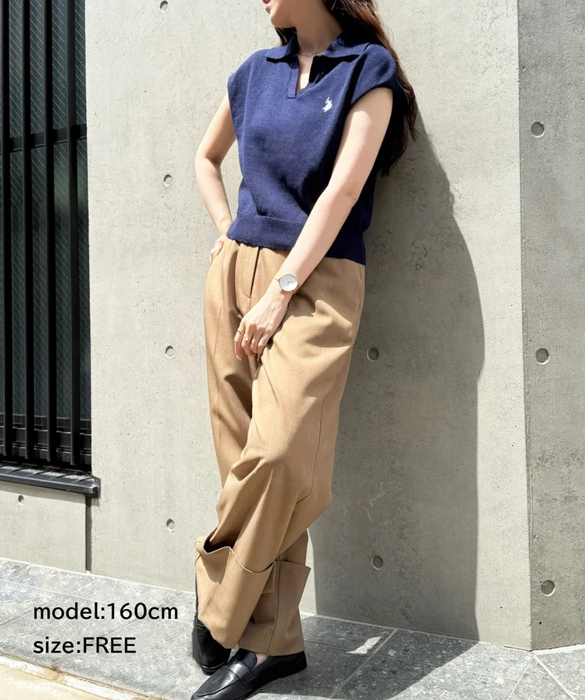 日本直送US Polo Assn Embroidery 2WAY Color Knit Tops