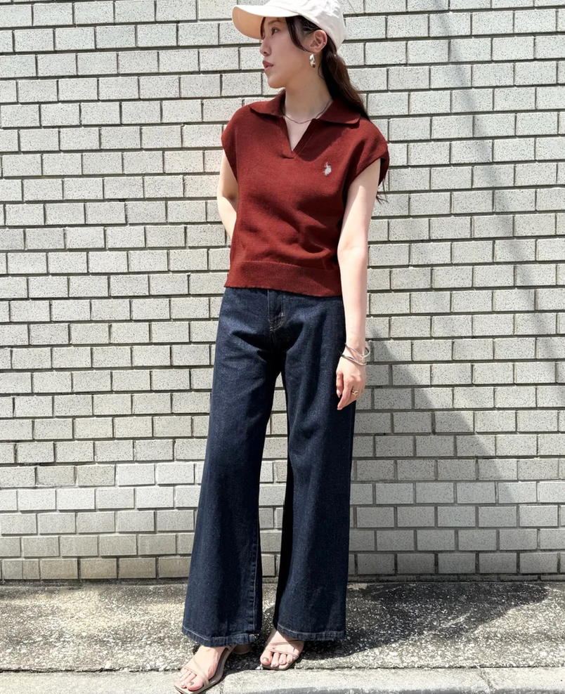 日本直送US Polo Assn Embroidery 2WAY Color Knit Tops