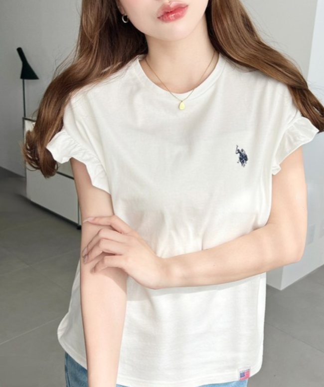 日本直送Us Polo Assn Embroidered Shoulder Frill Tee