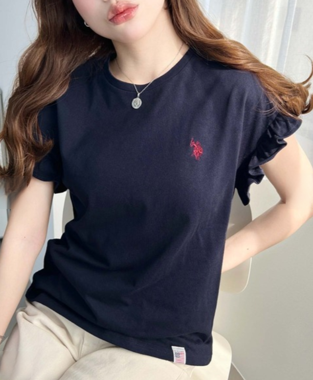日本直送Us Polo Assn Embroidered Shoulder Frill Tee