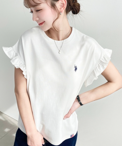 日本直送Us Polo Assn Embroidered Shoulder Frill Tee